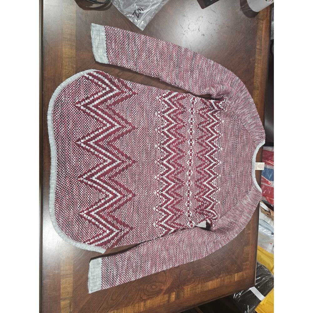Faded Glory Burgundy Aztec Chevron Marled Knit Longline Sweater Women’s M 2010's - Picture 6 of 6